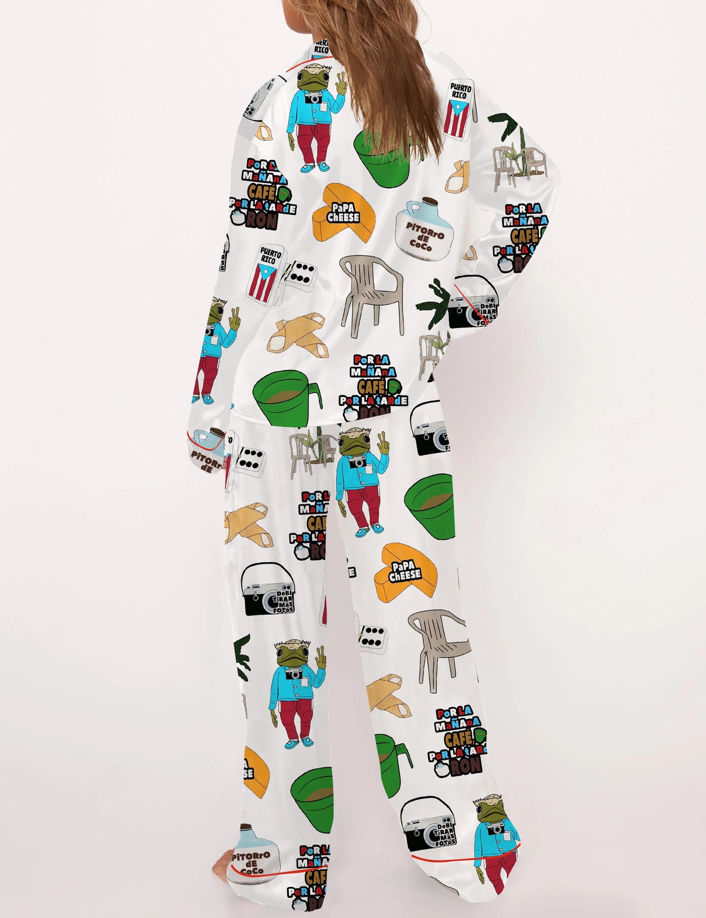 Baile Inolvidable Puerto Rico Satin Pajama Set For Women - Long Sleeve